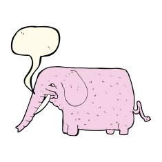 cartoon funny elephant with speech bubble N16