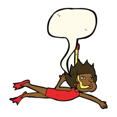 cartoon swimmer with snorkel speech bubble N8