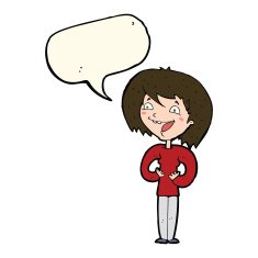 cartoon excited woman with speech bubble N99