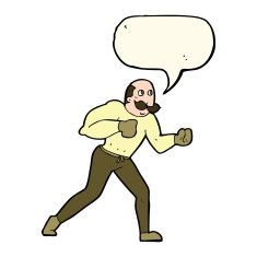 cartoon retro boxer man with speech bubble N7