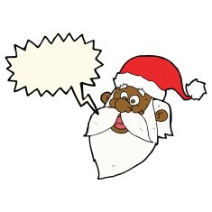 cartoon jolly santa claus face with speech bubble N8