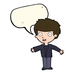 Cartoon happy boy with speech bubble N162