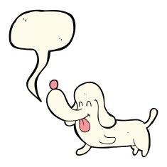 cartoon happy dog with speech bubble N54