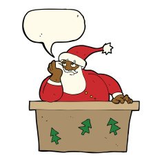 cartoon bored santa claus with speech bubble N7