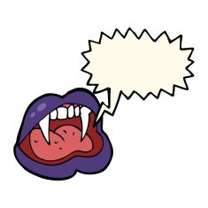 cartoon vampire lips with speech bubble N10
