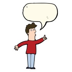 cartoon man advising caution with speech bubble N7