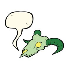 cartoon magic ram skull with speech bubble N4