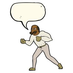 cartoon retro boxer man with speech bubble N8