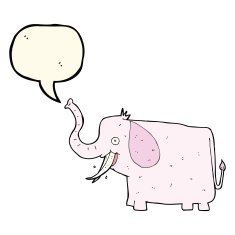 cartoon happy elephant with speech bubble N7