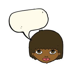 cartoon female face with speech bubble N103