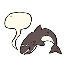 cartoon shark with speech bubble N26