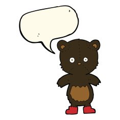 cartoon black bear cub with speech bubble N49