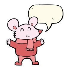 cartoon mouse with speech bubble N9
