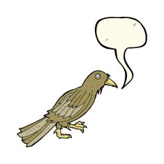 cartoon crow with speech bubble N9