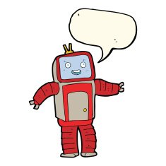 cartoon robot with speech bubble N122