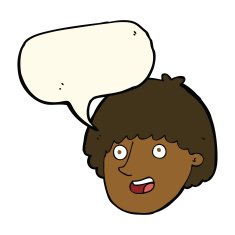 cartoon happy male face with speech bubble N14