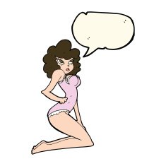 cartoon pin-up woman with speech bubble N6