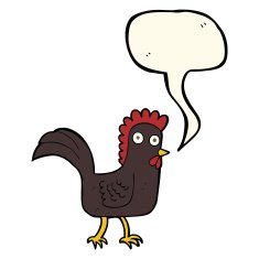 cartoon chicken with speech bubble N12
