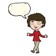 cartoon confused woman with speech bubble N60