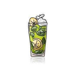 Glass with cocktail sketch for your design N2