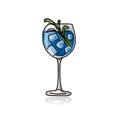 Glass with cocktail sketch for your design N4