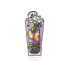 Glass with cocktail sketch for your design N5