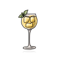 Glass with cocktail sketch for your design N6