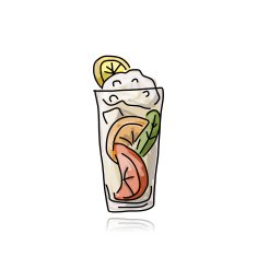 Glass with cocktail sketch for your design N7