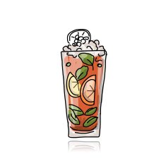 Glass with cocktail sketch for your design N8