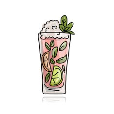 Glass with cocktail sketch for your design N9