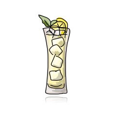 Glass with cocktail sketch for your design N10