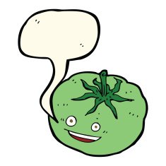 cartoon green tomato with speech bubble N4