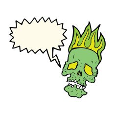 cartoon skull with speech bubble N22