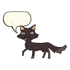 cartoon little wolf with speech bubble N13