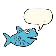 cartoon happy fish with speech bubble N18