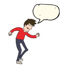 cartoon happy man dancing with speech bubble N28