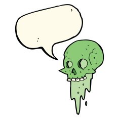 gross halloween skull cartoon with speech bubble N7