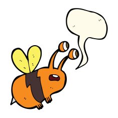 cartoon frightened bee with speech bubble N7