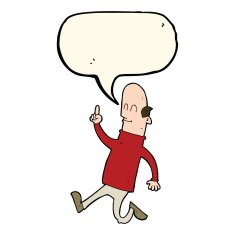 cartoon bald man with idea speech bubble N15