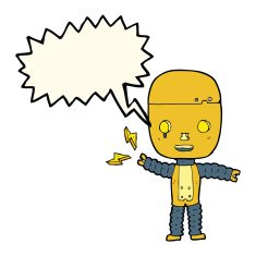 cartoon robot with speech bubble N123