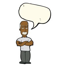 cartoon angry man with mustache speech bubble N8