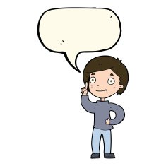 cartoon boy with idea speech bubble N56