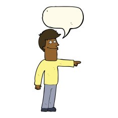 cartoon man pointing with speech bubble N135