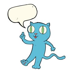 cartoon cat with idea speech bubble N4