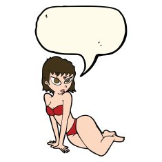 cartoon sexy woman in underwear with speech bubble N15