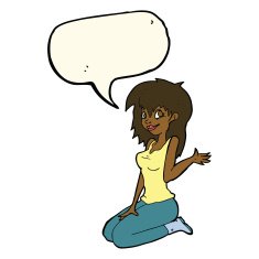 cartoon pretty girl waving with speech bubble N22