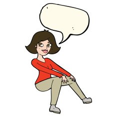 cartoon happy woman sitting with speech bubble N15