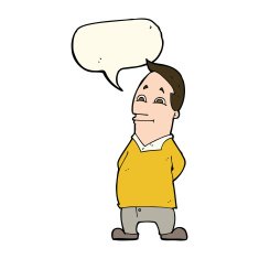 cartoon friendly man with speech bubble N13