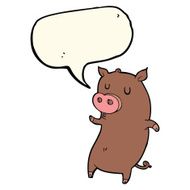 funny cartoon pig with speech bubble N4