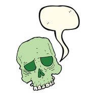 cartoon spooky skull with speech bubble N104
